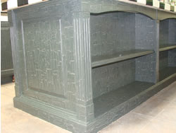 Crackle finish on base cabinets