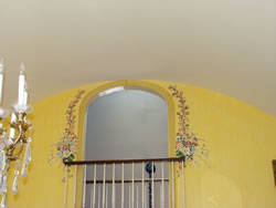 Glazed striated yellow wall with tromp d'oeil painted by different artist (S44).