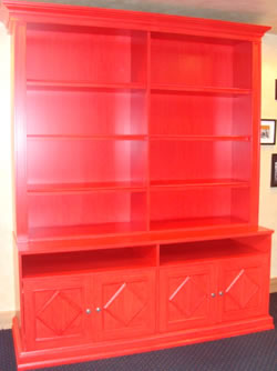 Glazed, red striated wall unit (S48).